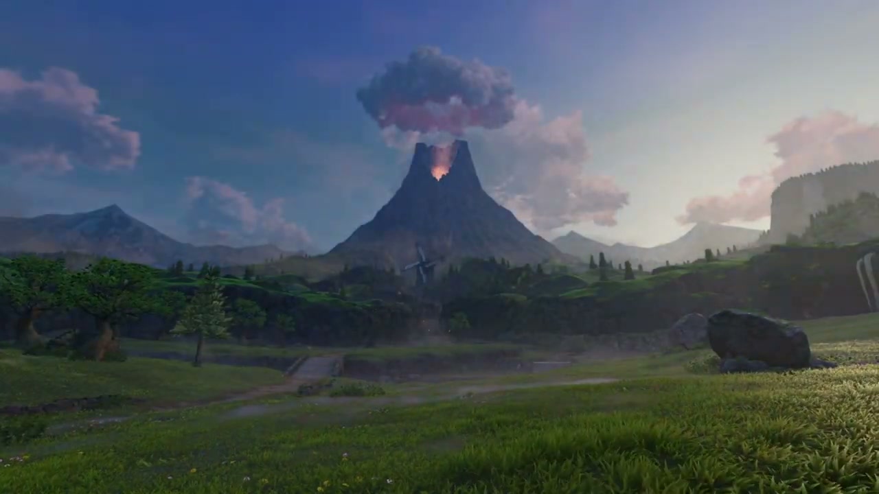 Hyrule-Landschaft mit Todesberg im Ocarina of Time Remake