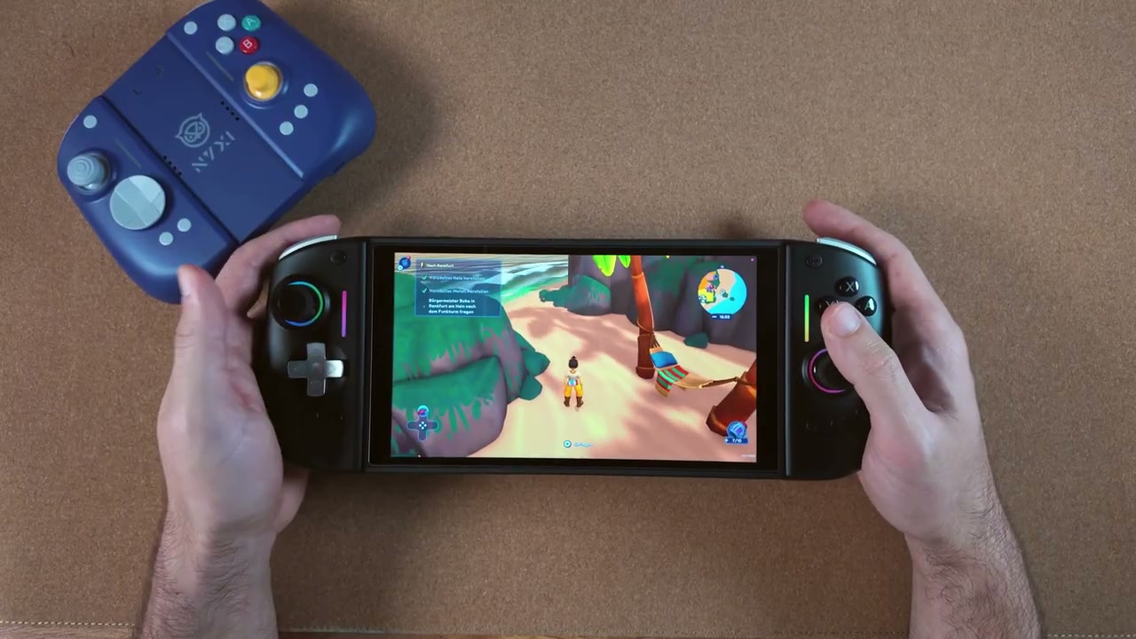 NYXI Hyperion 3 Ultra an der Switch 2 beim Spielen von Lumi's Lagoon