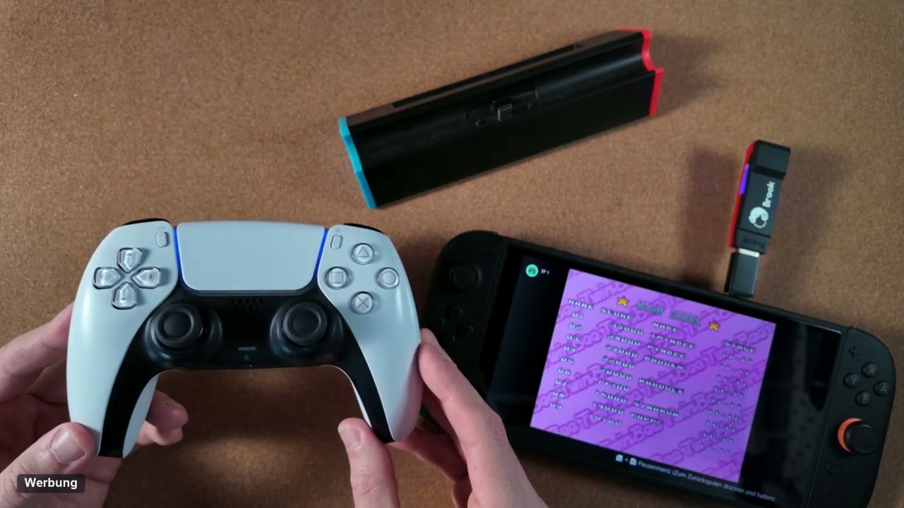 PS5-Controller kabellos am Brook Wingman NS Lite