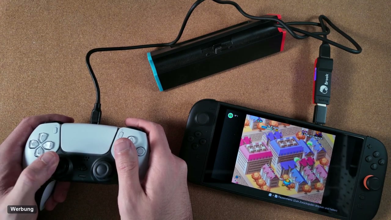 PS5-Controller steuert ein Spiel auf der Switch 2