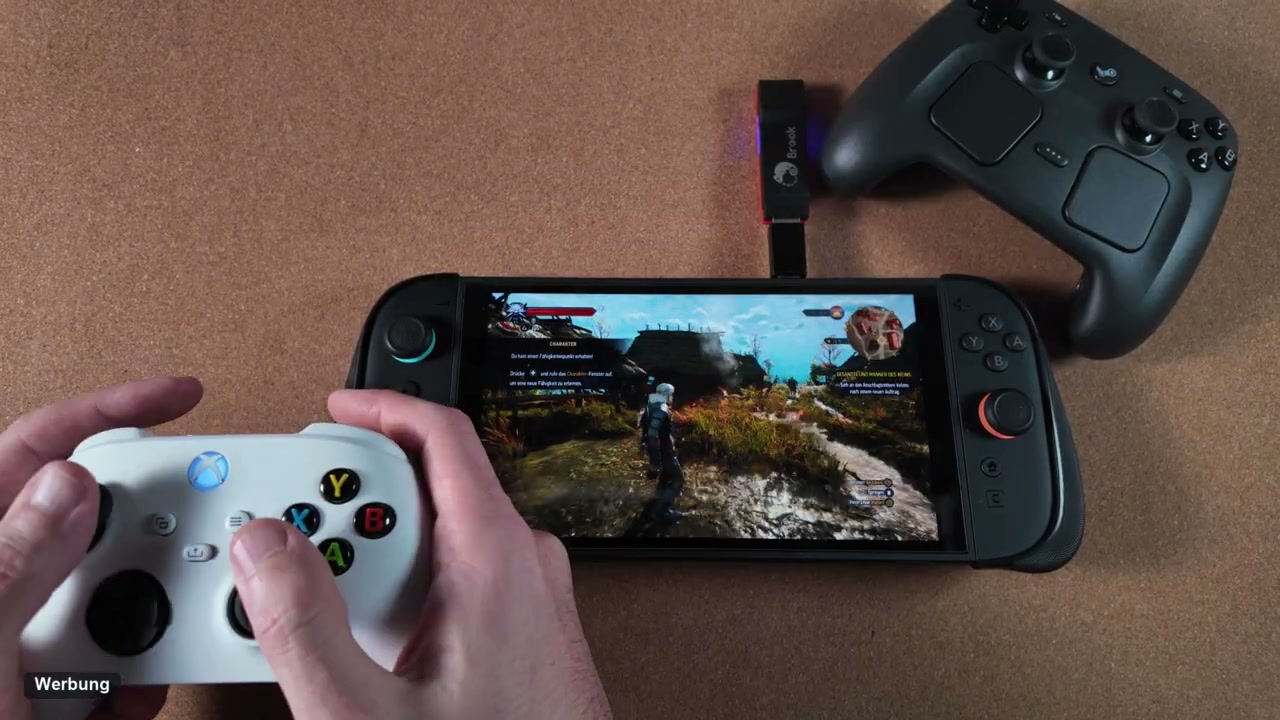 The Witcher 3 mit Xbox-Controller auf der Switch 2