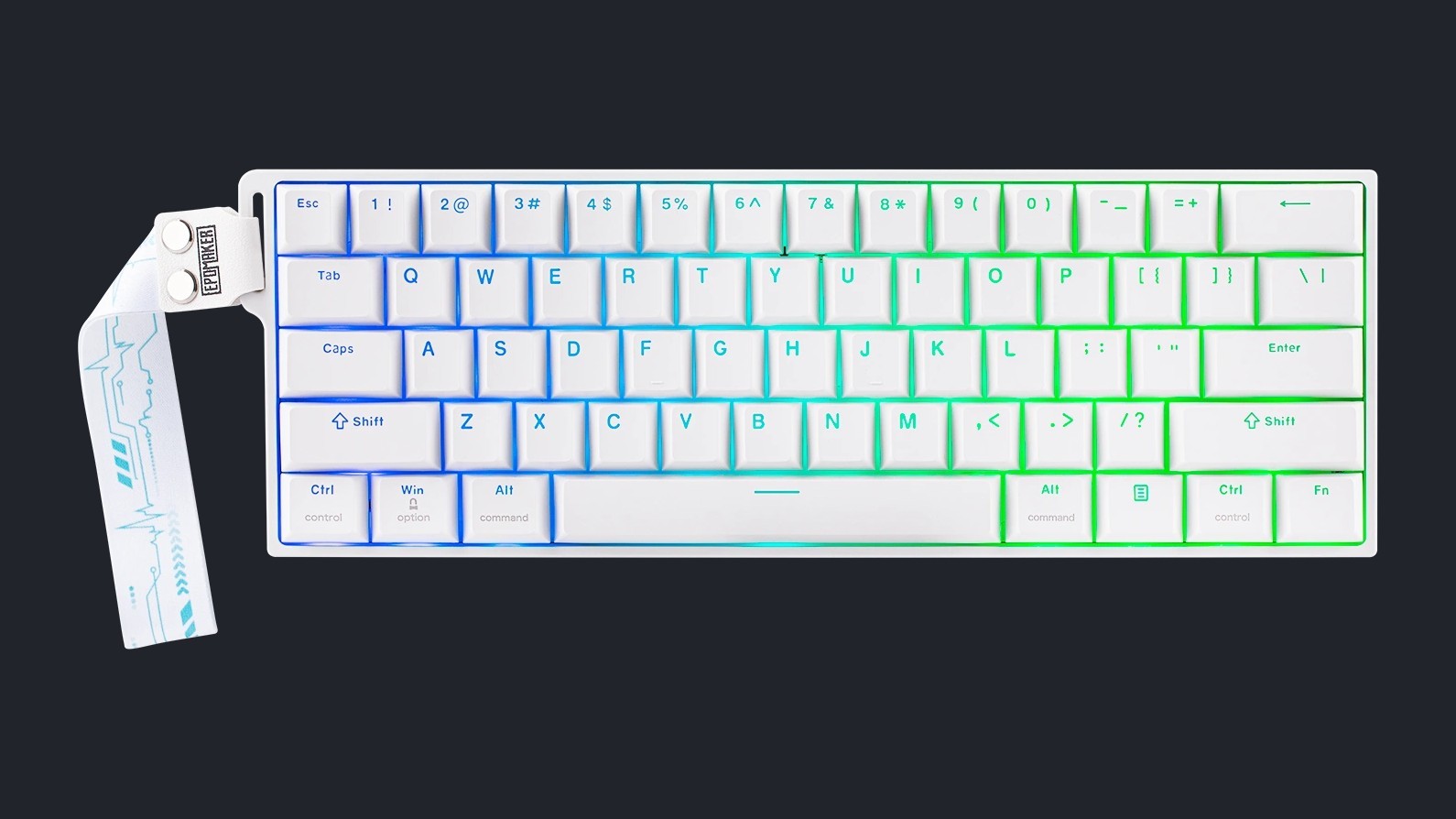 Weiße Epomaker HE60 mit RGB-Beleuchtung (Herstellerbild)
