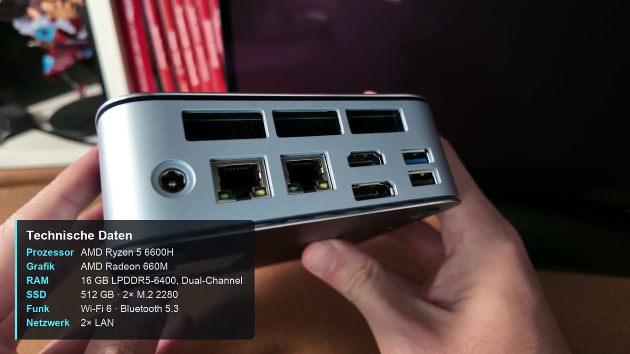 Technische Daten und Anschlüsse auf der Rückseite des Glorlin GT103