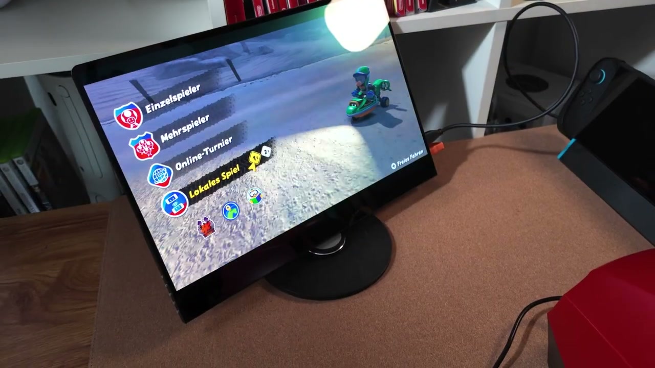 Mario Kart World auf dem mobilen Monitor mit Switch 2